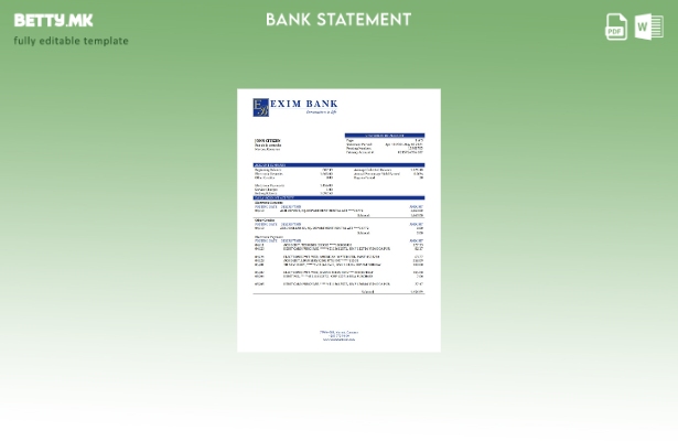 Модерен стил Шаблон за збор за извод од банка Коморос Ексим